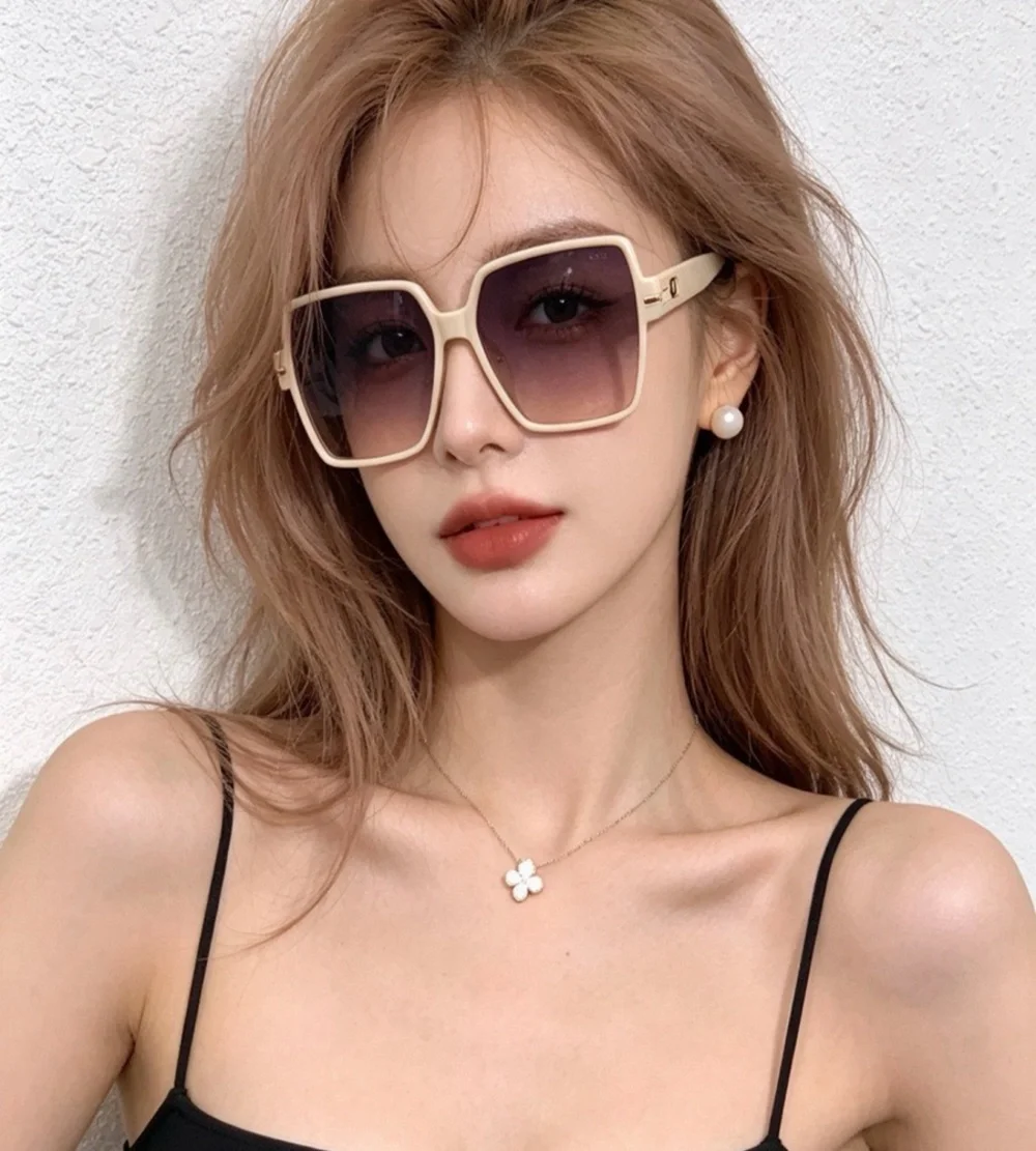 Dior Cream Oversized Square Sunglasses with CD Logo Detail